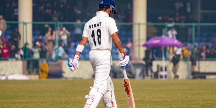 Virat Kohli in action during a Ranji Trophy match.