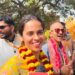 Olympic Medallist Shuttler Saina Nehwal Visits Maha Kumbh With Father