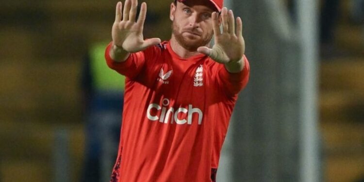 England cricketer Jos Buttler in action during a match.